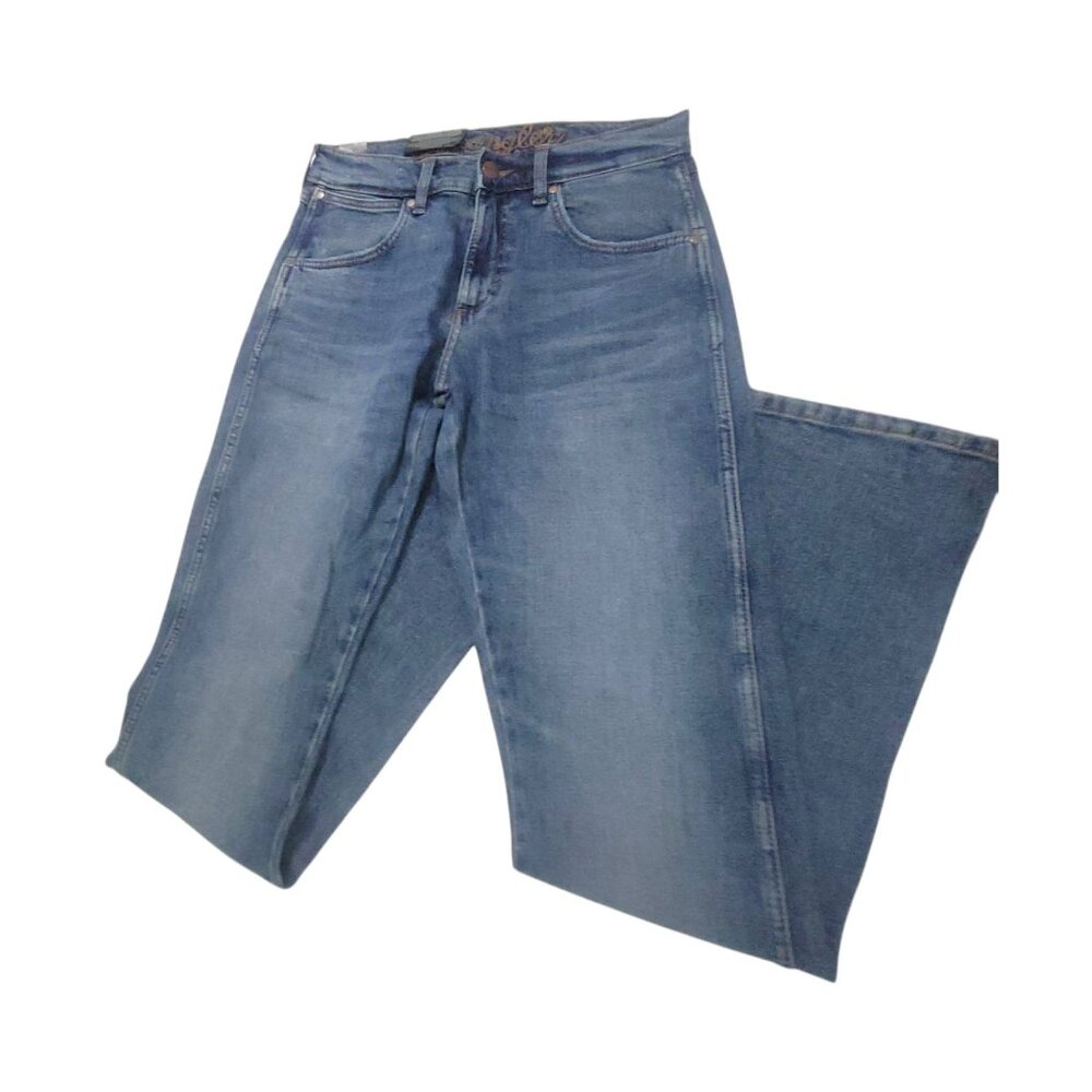 Wrangler Retro Mens Slim Straight Blue Denim Jeans 29X34 Western - Picture 1 of 7